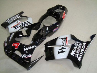 Buy 1988-1989 Honda CBR250RR MC19 Motorcycle Fairings - Glossy Black White West Mobil HRC 4 Canada