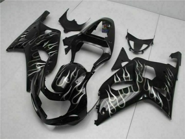 Buy 2001-2003 Suzuki GSXR 600/750 Motorcycle Fairings - Glossy Black Silver Flame Canada