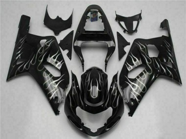Buy 2001-2003 Suzuki GSXR 600/750 Motorcycle Fairings - Glossy Black Silver Flame Canada