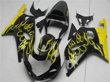 Buy 2001-2003 Suzuki GSXR 600/750 Motorcycle Fairings - Glossy Black Yellow Flame Canada