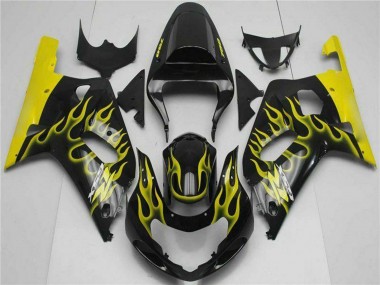 Buy 2001-2003 Suzuki GSXR 600/750 Motorcycle Fairings - Glossy Black Yellow Flame Canada