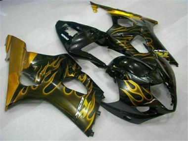 Buy 2003-2004 Suzuki GSXR 1000 Motorcycle Fairings - Glossy Black Gold Flame Canada