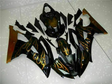 Buy 2008-2016 Yamaha YZF R6 Motorcycle Fairings - Glossy Black Gold Flame Canada