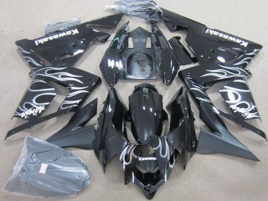 Buy 2004-2005 Kawasaki ZX10R Motorcycle Fairings - Black with White Flame Canada