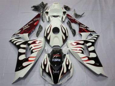 Buy 2006-2007 Honda CBR1000RR Motorcycle Fairings - White Red Glossy Black Flame Canada
