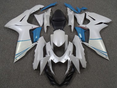 Buy 2011-2024 Suzuki GSXR 600 / GSXR 750 Motorcycle Fairings - Pearl White and Light Blue Canada