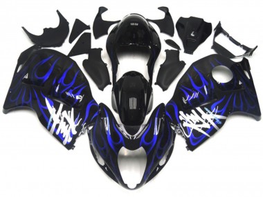 Buy 1996-2007 Suzuki GSXR 1300 Motorcycle Fairings - Glossy Black with Deep Blue Flame Canada
