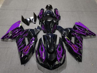 Buy 2006-2011 Kawasaki ZX14R Motorcycle Fairings - Glossy Black Purple Flame Canada