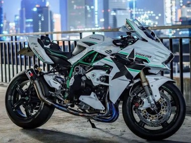 Buy 2015-2022 Kawasaki Ninja H2 Motorcycle Fairings - White with Green Lines Canada