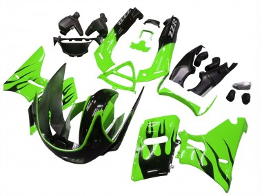 Buy 1993-2007 Kawasaki ZZR400 Motorcycle Fairings - Green Glossy Black Flame Canada