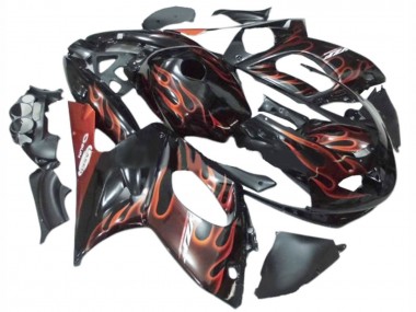 Buy 1996-2007 Yamaha YZF600R Thundercat Motorcycle Fairings - Black with Dark Orange Flame Canada