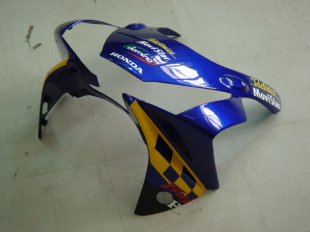 2002-2003 Honda CBR900RR 954 Motorcycle Fairings - Blue Yellow Glossy Black Telefumica MoviStar Castrol Canada