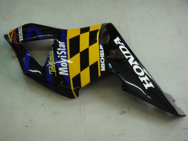 2002-2003 Honda CBR900RR 954 Motorcycle Fairings - Blue Yellow Glossy Black Telefumica MoviStar Castrol Canada