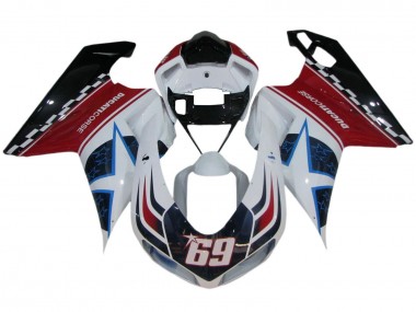 Buy 2007-2014 Ducati 848/1098/1198 Motorcycle Fairings - White Red Blue Glossy Black Corse 69 Canada
