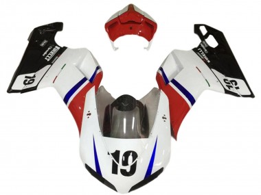 Buy 2007-2014 Ducati 848/1098/1198 Motorcycle Fairings - White Red Blue Glossy Black 19 Canada