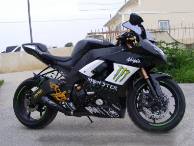 Buy 2008-2010 Kawasaki ZX10R Motorcycle Fairings - Glossy Black White Green Monster Elf Canada