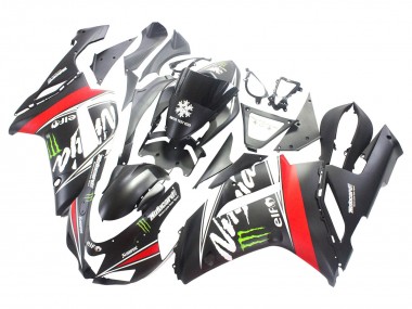 Buy 2007-2008 Kawasaki ZX6R Motorcycle Fairings - Black White Red with White Snow Decal Ninja Elf Canada