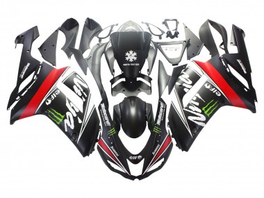 Buy 2007-2008 Kawasaki ZX6R Motorcycle Fairings - Black White Red with White Snow Decal Ninja Elf Canada