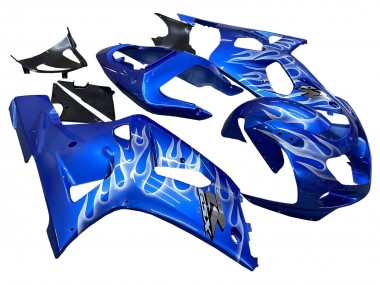 Buy 2001-2003 Suzuki GSXR 600 / GSXR 750 Motorcycle Fairings - Blue with White Flame Canada