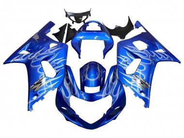 Buy 2001-2003 Suzuki GSXR 600 / GSXR 750 Motorcycle Fairings - Blue with White Flame Canada