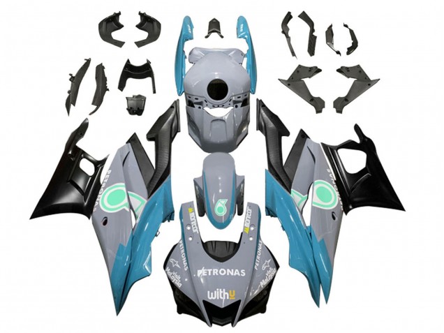 2019-2021 Yamaha YZF R3/R25 Motorcycle Fairings - Nardo Grey Blue Black Petronas Canada