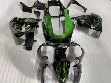 Buy 2002-2003 Kawasaki ZX9R Motorcycle Fairings - Glossy Black Green Flame Canada