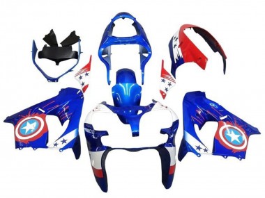 Buy 2002-2003 Kawasaki ZX9R Motorcycle Fairings - Blue White Red Captain America Star Canada