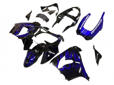 Buy 2002-2003 Kawasaki ZX9R Motorcycle Fairings - Black White with Blue Flame Canada
