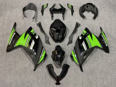 Buy 2013-2024 Kawasaki EX300 Motorcycle Fairings - Glossy Black Green White Stripe Canada