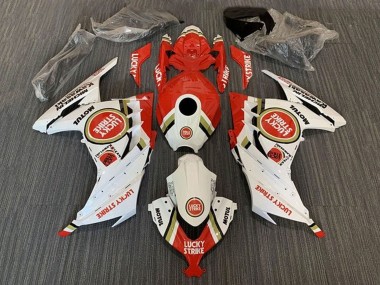 Buy 2013-2024 Kawasaki EX300 Motorcycle Fairings - White Red Lucky Strike Canada