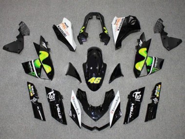 Buy 2010-2013 Kawasaki Z1000 Motorcycle Fairings - Glossy Black White Green MoviStar Monster Canada