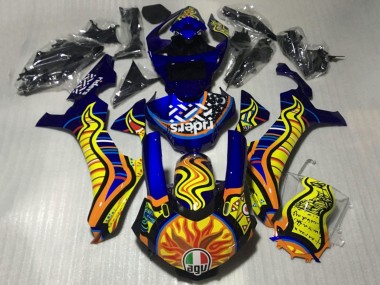 Buy 2015-2019 Yamaha YZF 1000 R1 Motorcycle Fairings - Blue Yellow Orange Tribal Sun Canada