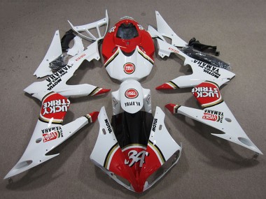 Buy 2008-2016 Yamaha YZF R6 Motorcycle Fairings - White Red Lucky Strike Canada