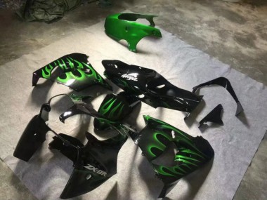 Buy 2000-2001 Glossy Black Green Flame Kawasaki ZX9R Motorcyle Fairings Canada