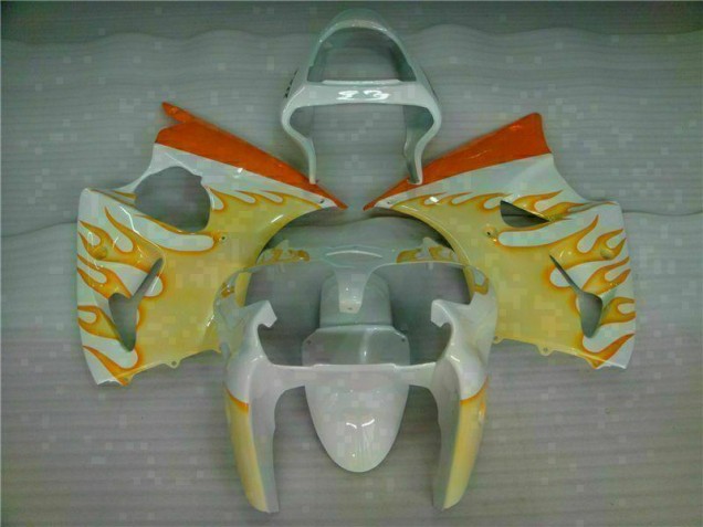 Buy 2000-2002 White Yellow Flame Kawasaki ZX6R Bike Fairings Canada Buy 2000-2002 White Yellow Flame Kawasaki ZX6R Bike Fairings Canada