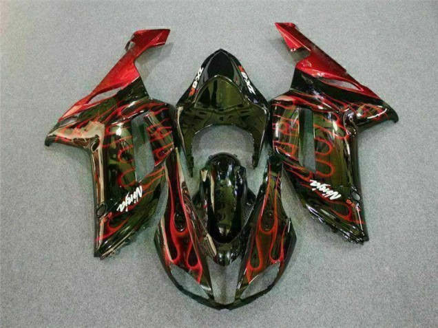 Buy 2007-2008 Black Red Flame Kawasaki ZX6R Motor Bike Fairings Canada