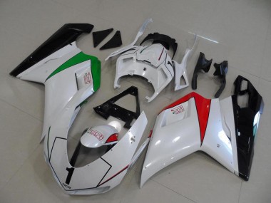 Buy 2007-2014 Peral White with Italy Flag Ducati 848 1098 1198 Motorcycle Fairings Kit Canada