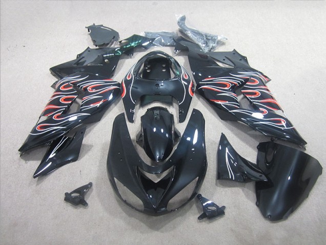 Buy 2006-2007 Black White Red Flame Kawasaki ZX10R Motorbike Fairing Canada