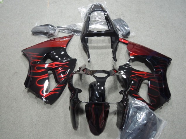 Buy 2000-2002 Black Red Flame Kawasaki ZX6R Motorbike Fairing Kits Canada