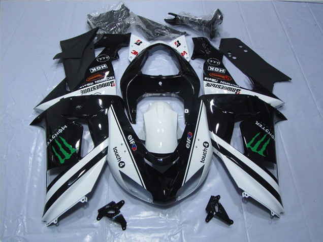Buy 2007-2008 Black White Monster Touch4 Kawasaki ZX6R Bike Fairings Canada