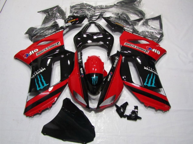 Buy 2007-2008 Red Black Monster Kawasaki ZX6R Motorbike Fairing Kits Canada Buy 2007-2008 Red Black Monster Kawasaki ZX6R Motorbike Fairing Kits Canada