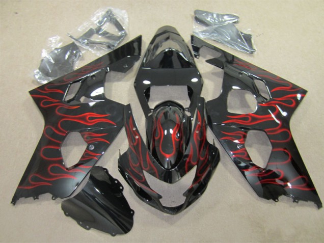 Buy 2004-2005 Black Red Flame Suzuki GSXR600 Replacement Fairings Canada Buy 2004-2005 Black Red Flame Suzuki GSXR600 Replacement Fairings Canada