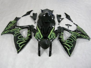 Buy 2006-2007 Black Green Flame Suzuki GSXR600 Motorcycle Fairings Canada